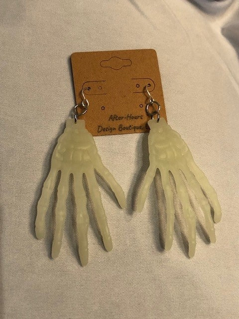 Earrings-Halloween - Glow-in-the-dark Skeleton Hands